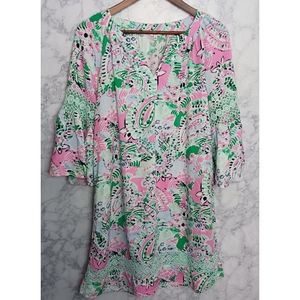 Crown & Ivy Green And Pink Floral Tunic Dress